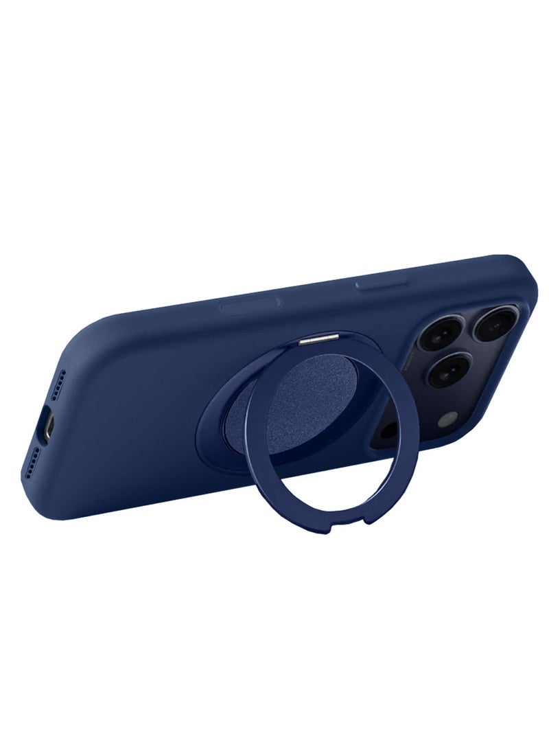 CATANES MagSafe Silicone Case Cover for Apple iPhone 17 Pro Max - 360° Spin Magnetic Stand Holder, Soft Liquid Silicone Cozy Grip -Full Camera Protection - Non-Slip Phone Case - Dark Blue - Image 3