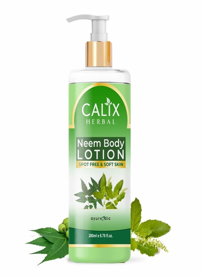 كلاليكس هيربال لوشن الجسم العشبي الأيورفيدي من كاليكس بخلاصة النيم، مطهر ومرطب للبشرة - يساعد في علاج حب الشباب والبثور وغيرها من الملوثات - لوشن للجسم للرجال والنساء، مناسب لجميع الفصول ولجميع أنواع البشرة - 200 مل - Image 1