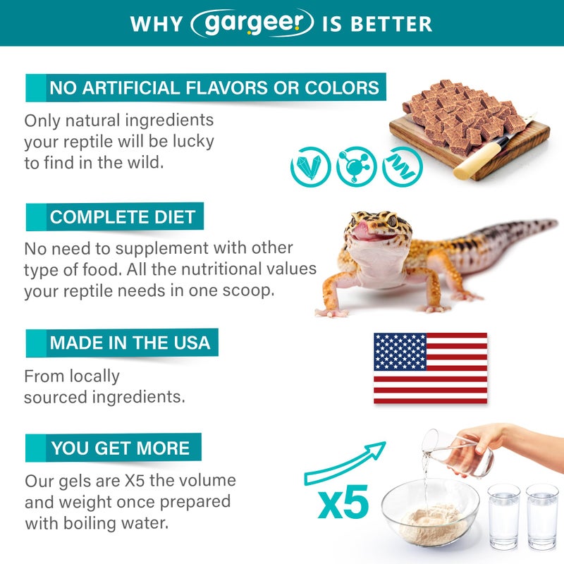 Gargeer Leopard Gecko Food 3oz. Complete Gel Diet for Both Juveniles and Adults. Proudly Made in The USA, Using Premium Ingredients, Fortified Gourmet Formula. Enjoy! - Image 4