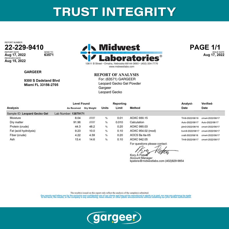 Gargeer Leopard Gecko Food 3oz. Complete Gel Diet for Both Juveniles and Adults. Proudly Made in The USA, Using Premium Ingredients, Fortified Gourmet Formula. Enjoy! - Image 5