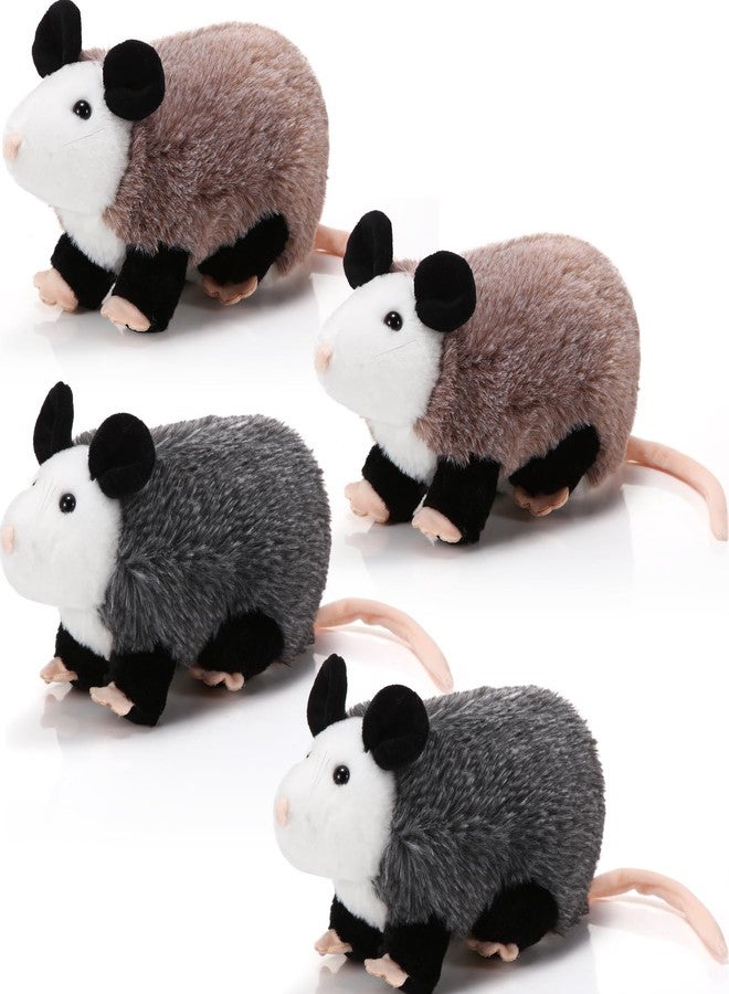 Harrycle 4 Pcs 8.66 Inch Opossum Stuffed Animal Realistic Plush Possum Brown Gray Cute Stuffed Opossum Toys Soft Cuddly Possum Plushies for Boys Girls Birthday Holiday Party Favor Presents - Image 1