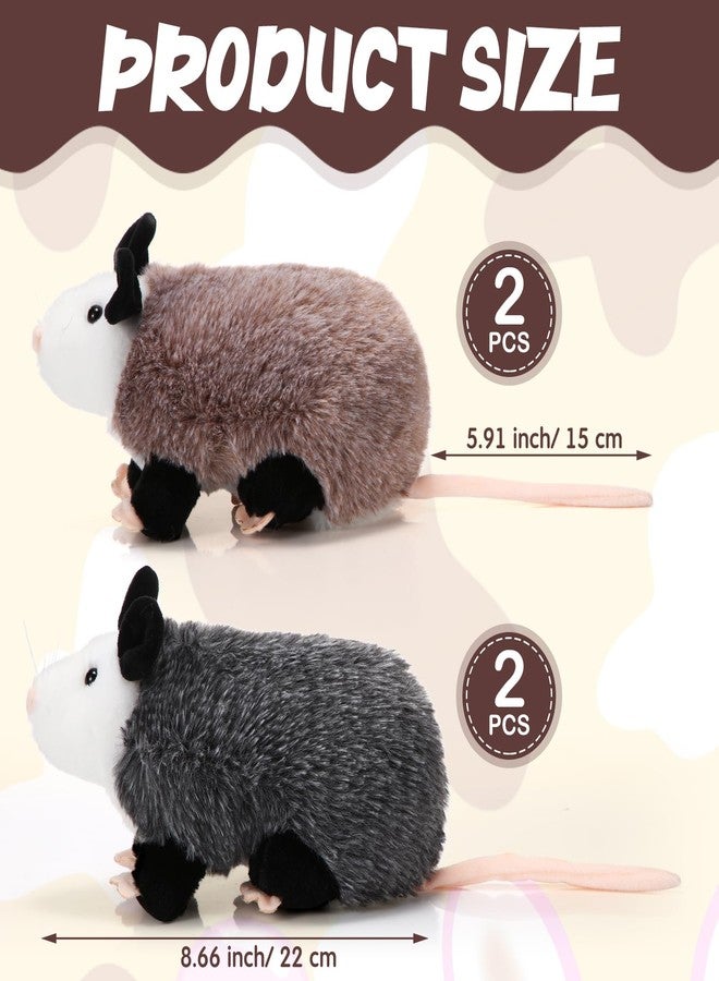 Harrycle 4 Pcs 8.66 Inch Opossum Stuffed Animal Realistic Plush Possum Brown Gray Cute Stuffed Opossum Toys Soft Cuddly Possum Plushies for Boys Girls Birthday Holiday Party Favor Presents - Image 2