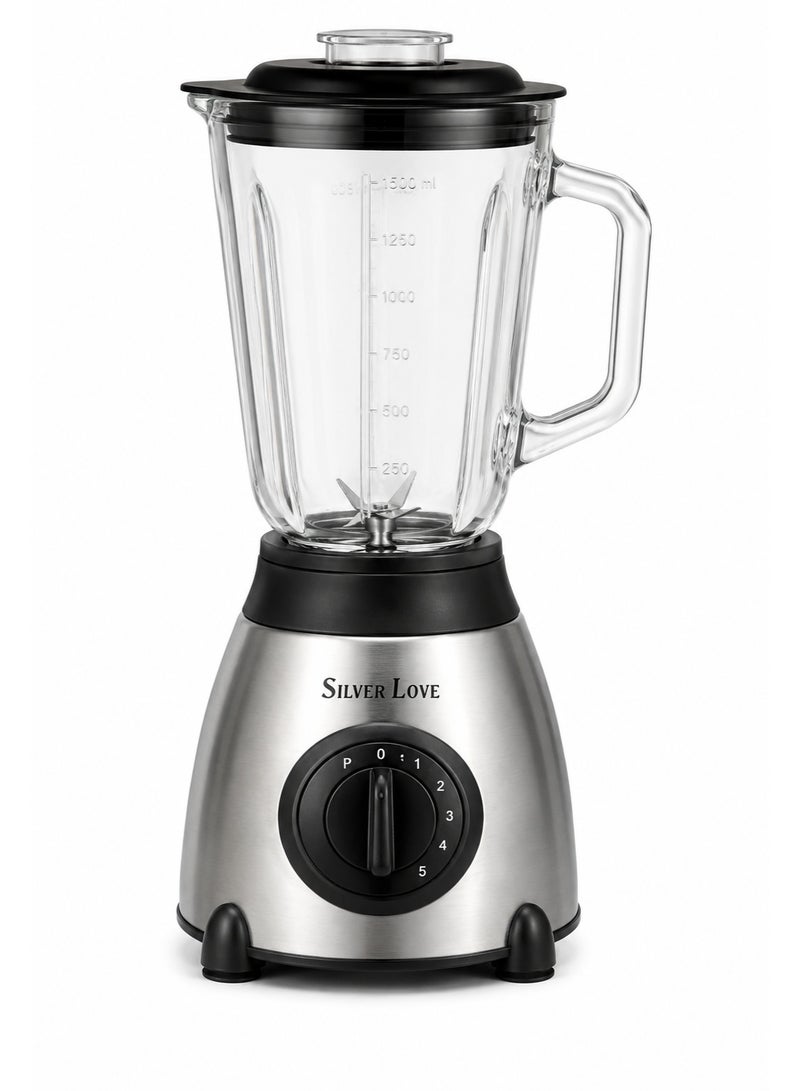 Silver Love 2-in-1 Blender & Grinder 1500ml + 150ml, 2500W, Variable Speed Control, Multi-Purpose Kitchen Blender, Black & Silver - Image 3