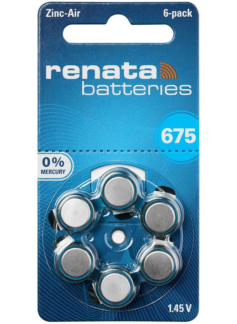 Renata 12-Pieces Renata (Size 675) Hearing Aid 1.45V Zinc-Air 0% Mercury Batteries  - Image 1