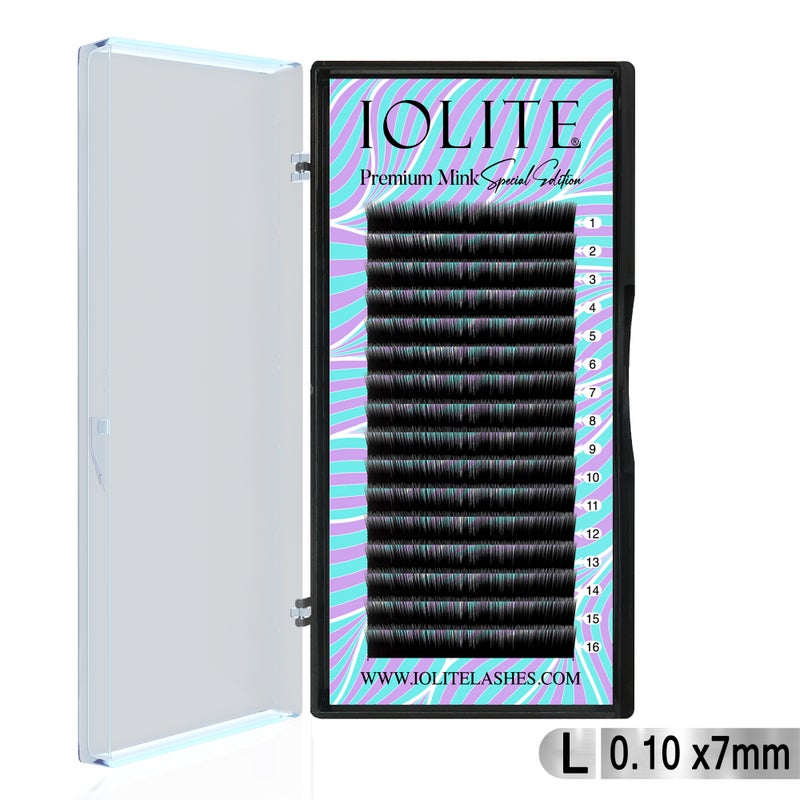 IOLITE Premium Mink False Eyelash Extension L Curl Individual Lashes .10T 6 to 15mm & Mix - 7MM