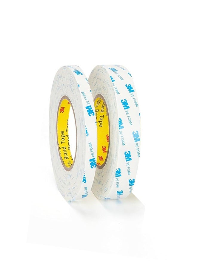 3M Double-Sided Tape (2 Roll), Heavy Duty PE Foam Mounting Tape, Waterproof Removable Tape for Walls, Picture Hangings, Bathroom Decorations, DIY Crafts (2 Sizes: 1cm x 3m / 2.5cm x 3m) - Image 1