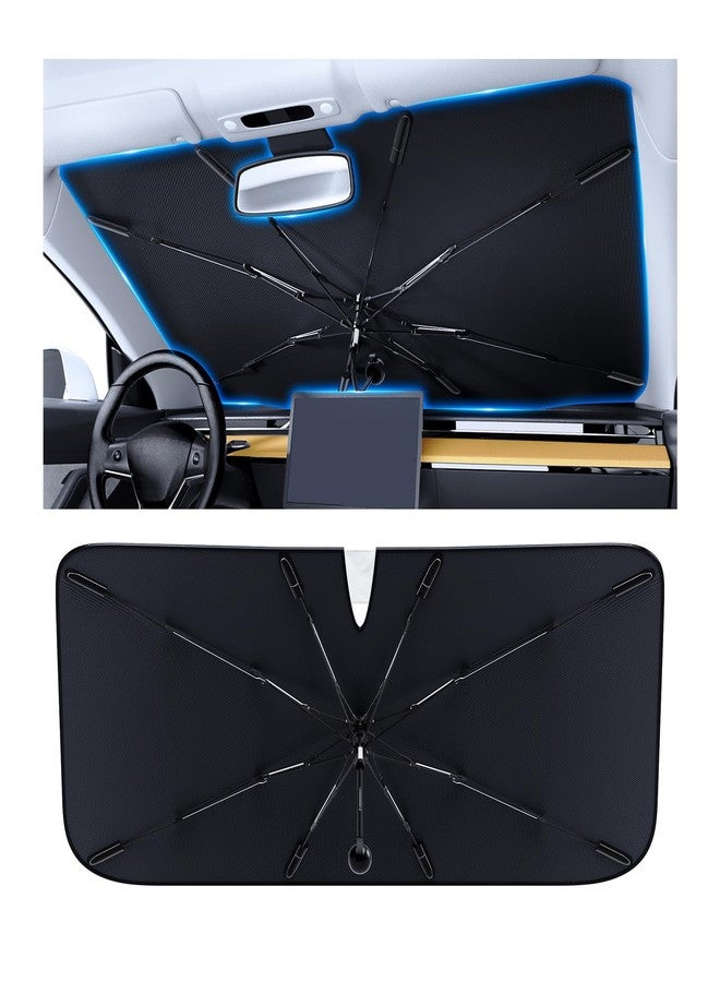 PEMOTech Car Windshield Sunshade Umbrella 10-Layer Nano UV Blocker [Heat Damage Keep Cool] & [Anti-Puncture System] Auto-Folding car Shades for Front Windows Umbrella for Sedan/SUV(61"x32"/155x81cm) - Image 1