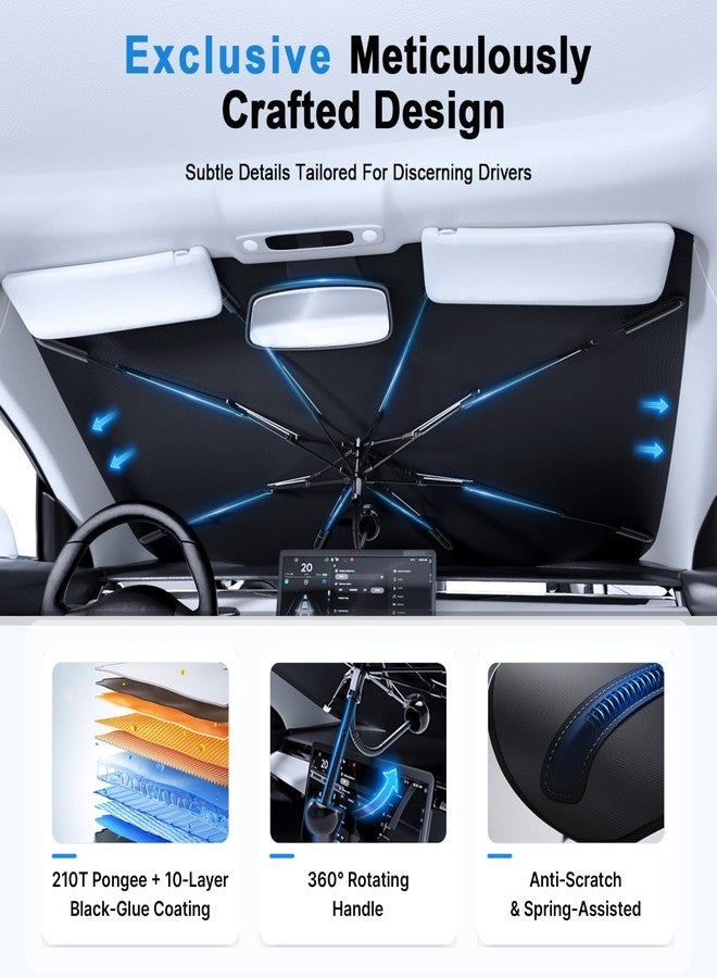 PEMOTech Car Windshield Sunshade Umbrella 10-Layer Nano UV Blocker [Heat Damage Keep Cool] & [Anti-Puncture System] Auto-Folding car Shades for Front Windows Umbrella for Sedan/SUV(61"x32"/155x81cm) - Image 5