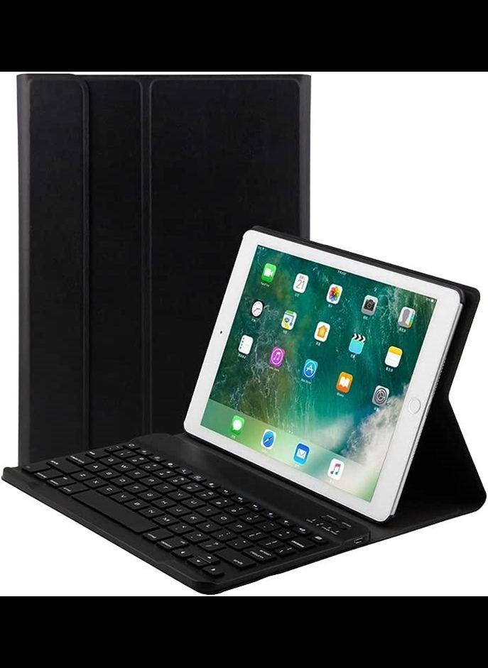 IAF Leather Bluetooth Keyboard Case for iPad Air 2 9.7 (Black)