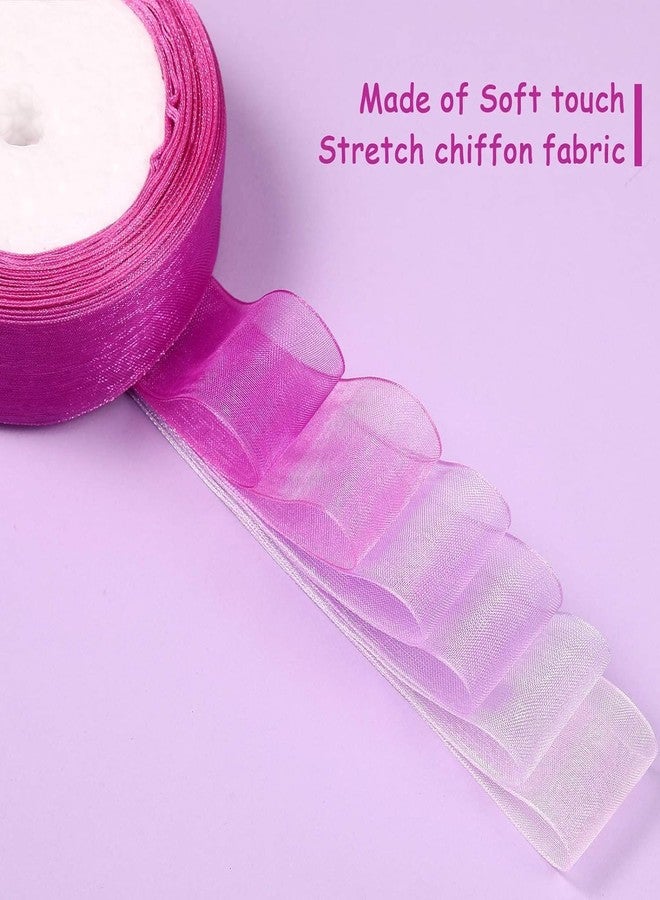 Bluedeal Bells&Whistles 6 Rolls Sheer Chiffon Ribbon Organza Satin Ribbon for Wrapping Decorating Valentine'S Day Wedding Birthday Bouquet Garland (25 Yard Each Roll,Purple Series) - Image 3