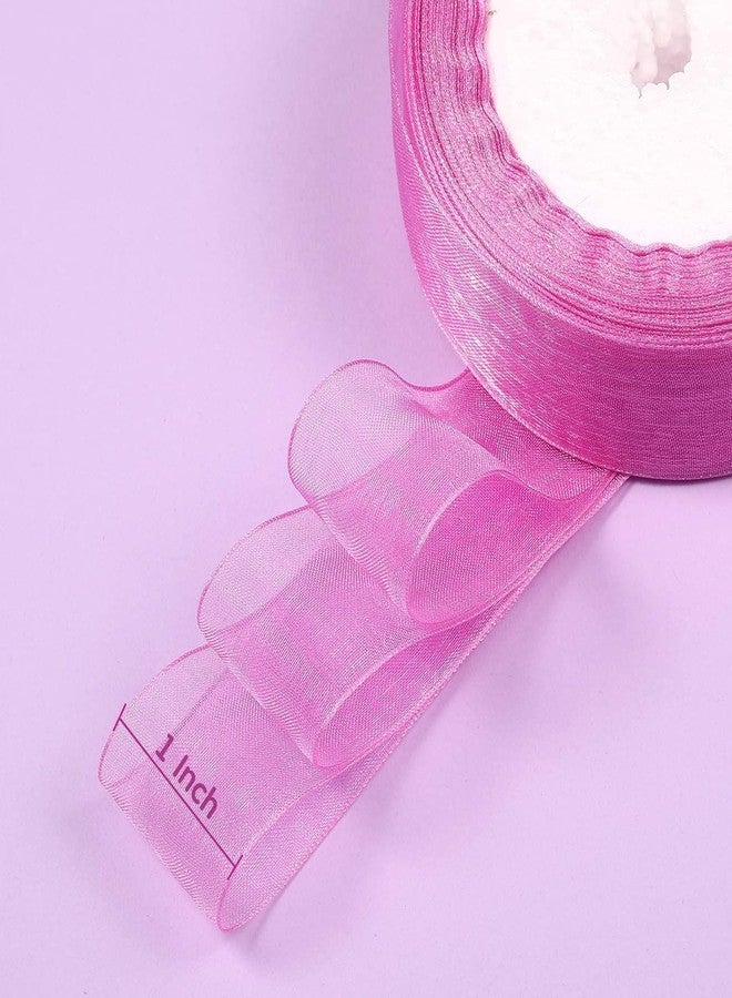 Bluedeal Bells&Whistles 6 Rolls Sheer Chiffon Ribbon Organza Satin Ribbon for Wrapping Decorating Valentine'S Day Wedding Birthday Bouquet Garland (25 Yard Each Roll,Purple Series) - Image 2