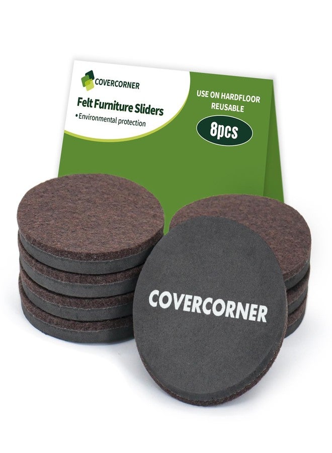 COVERCORNER Felt Furniture Sliders for Hardwood Floors 8 PCS - 3 1/2 inch Furniture Moving Slider - Heavy Duty Felt Movers Sliders Chair Legs Floors Protectors (for Hardwood Floors) Brown - Image 1