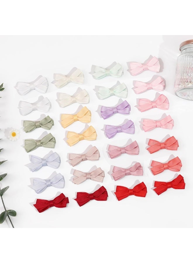 DED 28PCS 2.2" Fully Lined Baby Bows Hair Pins Tiny Hair Clips Fine Hair for Girls Infants Toddlers Set of 14 Pairs - Image 4