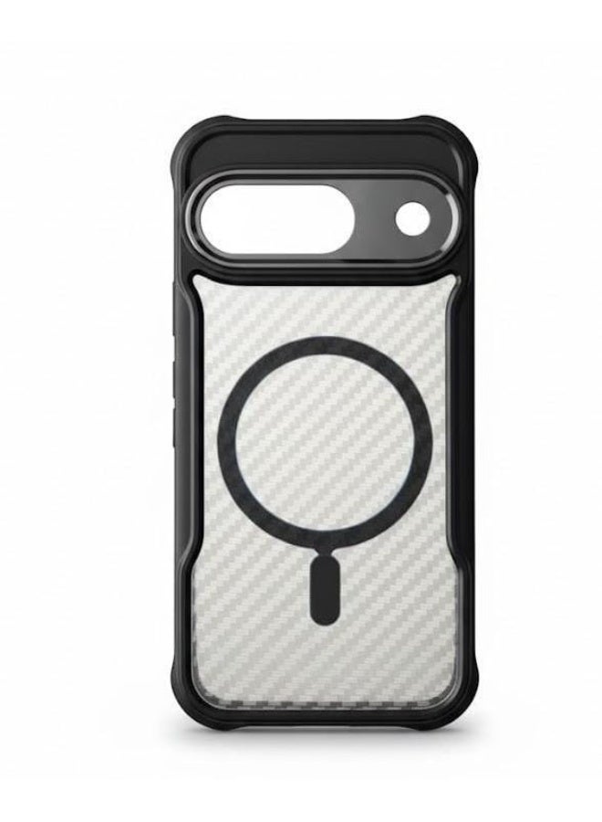 جراب Google Pixel 9، جراب هاتف مرن من مادة TPU+PU رفيع شفاف من البلاستيك الصلب مع حماية من السقوط ، أسود