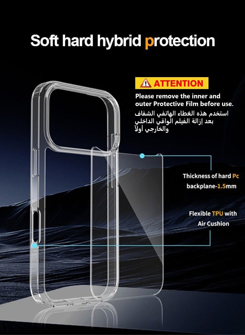 iPhone 17 Pro Max Case Full-coverage Phone Case Military-Grade Drop Protection 17 Pro Max Case Delay Yellowing Anti Scratch And Fingerprint iPhone 17 Pro Max Cover Ultra Slim Extra Raised Edge Clear - Image 2