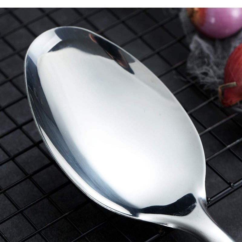 Berglander Solid Spoon, Stainless Steel Solid Cooking Spoons,Solid Serving, Kitchen Spoons, Spoon for Cooking, Basting Non-Stick And Heat Resistant, Dishwasher Safe (Silver) - Image 5
