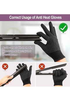 RTYY Heat Resistant Glove For With Silicone Bumps, New Upgraded Professional Heat Resistant Glove Mitts For Hot Hair Styling Curling Iron Wand Flat Iron Hair Straightener, Universal Size  - Image 2