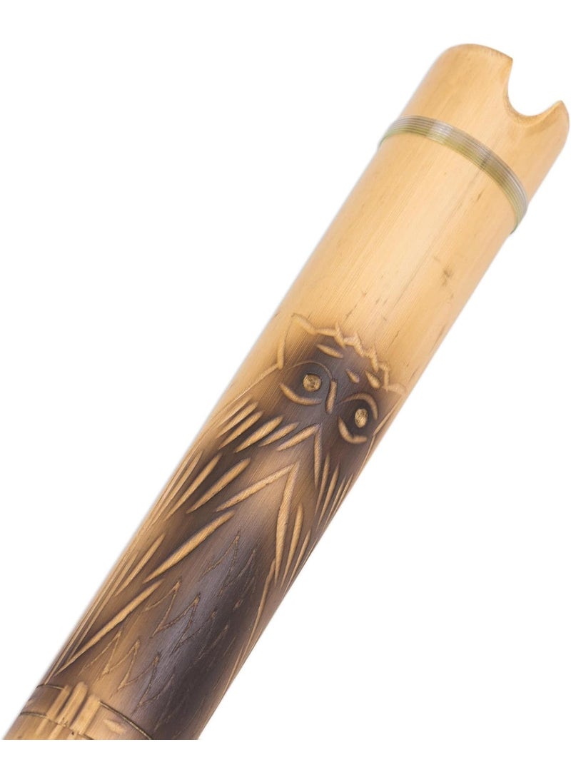 NOVICA NOVICA Bamboo Andean Quena Flute with Owl and Textile Carrying Case Night Owl  - Image 5