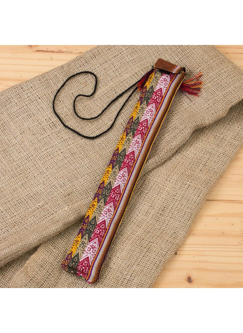 NOVICA NOVICA Bamboo Andean Quena Flute with Owl and Textile Carrying Case Night Owl  - Image 3