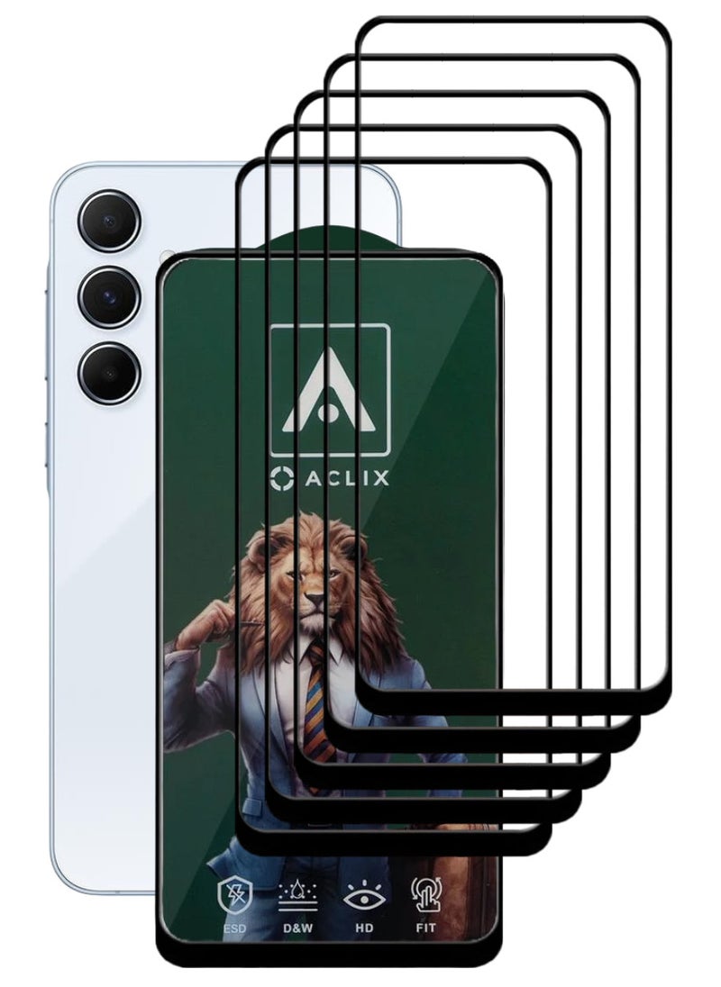 ACLIX 5 Pieces Antistatic ESD Dustproof Premium Quality High Definition Tempered Glass Screen Protector Designed For Samsung Galaxy A55 - Image 1