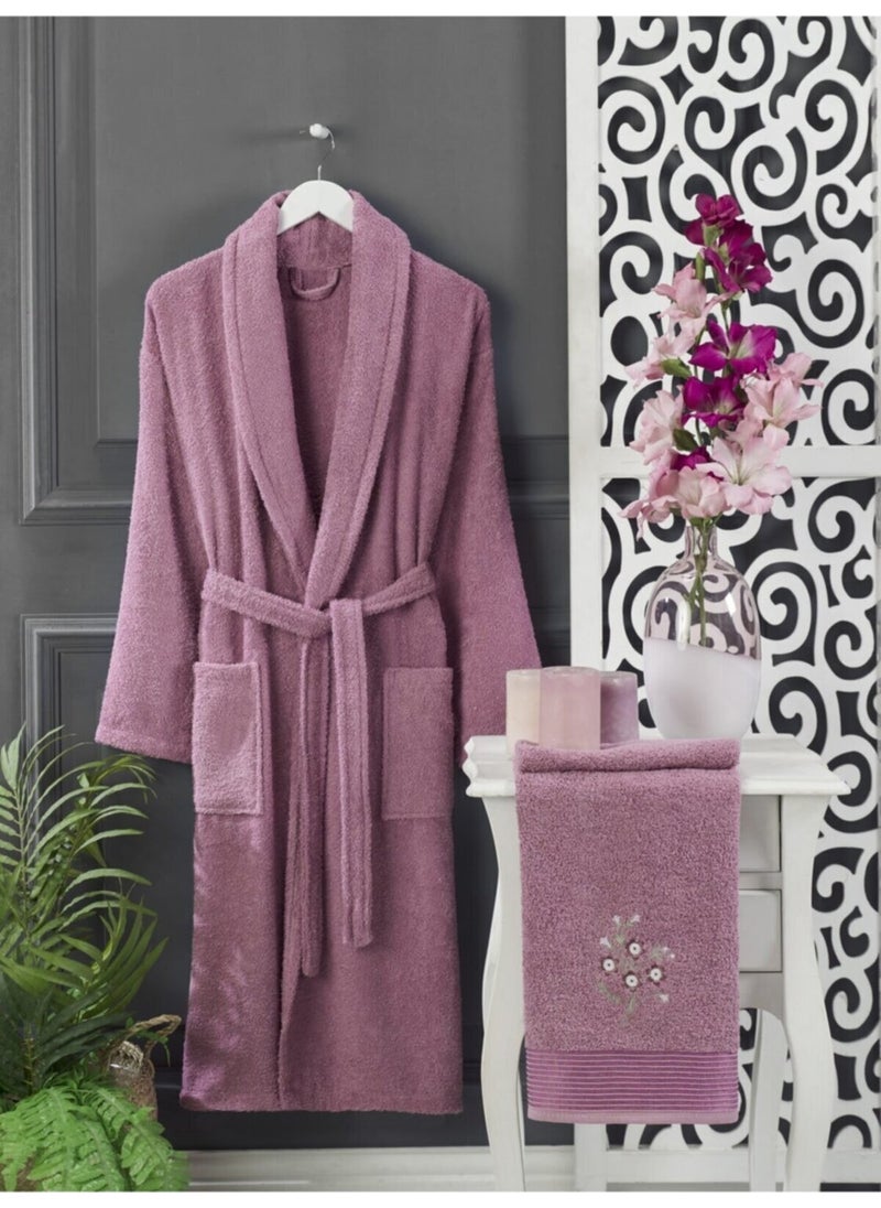 Casnack Women's Plum Towel Bathrobe Set of 2 