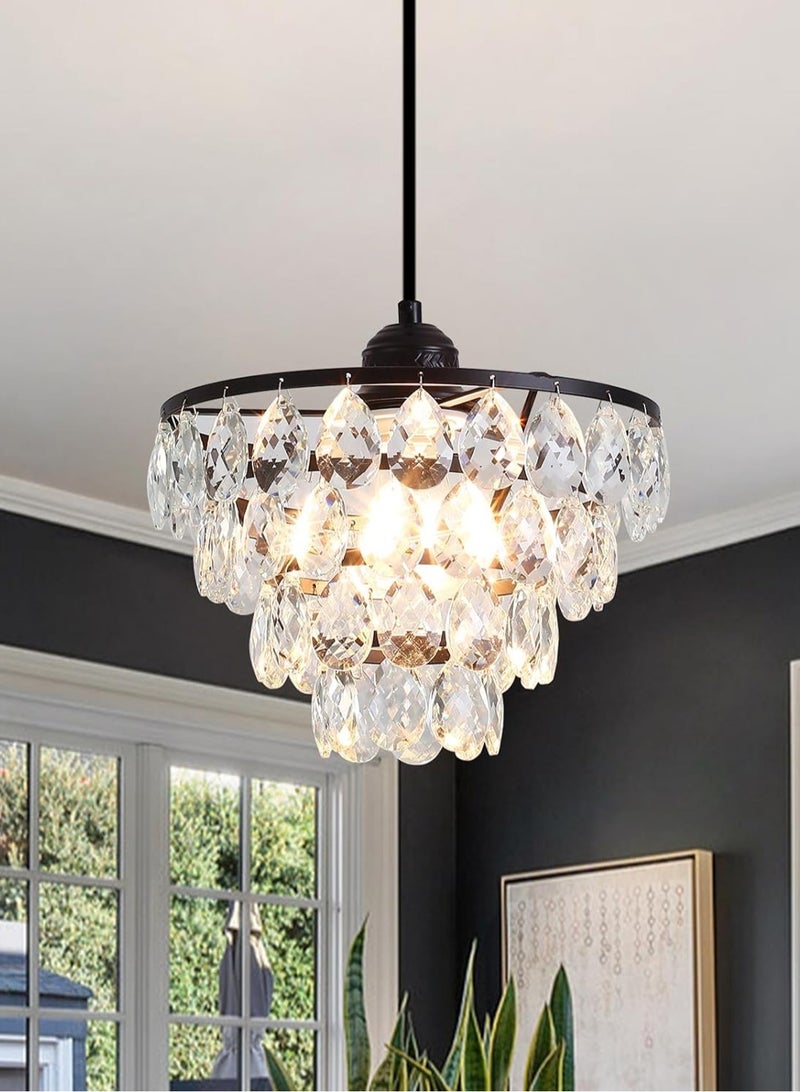 جي جوت كلاسيك بلاك كريستال قلادة مصغرة قلادة كريستال ( 47.24 بوصة ارتفاع قابل للتعديل ، 25cm / 9.87 بوصة في القطر ، E27 مصباح قاعدة ، باستثناء المصابيح الكهربائية ) الثريا الحديثة ، والممرات ، وغرف النوم والممرات الثريا فريدة من نوعها - Image 1