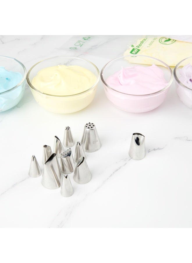 Restaurantware فوهة بتلات باستي تيك، 1 فوهة تزيين كعكة قابلة لإعادة الاستخدام - #123، مقاومة للخدوش، فوهة كريمة من الفولاذ المقاوم للصدأ، آمنة في غسالة الصحون، لتزيين الكب كيك، الكعك، أو البسكويت - Image 5