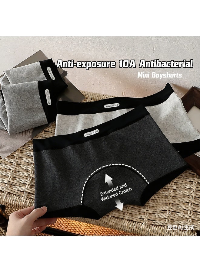 AuliceVerse 4-Pack 2-in-1 Women's Safety Shorts & Underwear (Size L): Anti-Slip, 10A Antibacterial Cotton Gusset, 4 Grey Shades, High-Elastic & Seamless for Leggings - Image 3