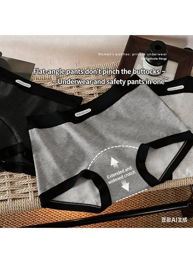 AuliceVerse 4-Pack 2-in-1 Women's Safety Shorts & Underwear (Size L): Anti-Slip, 10A Antibacterial Cotton Gusset, 4 Grey Shades, High-Elastic & Seamless for Leggings - Image 2