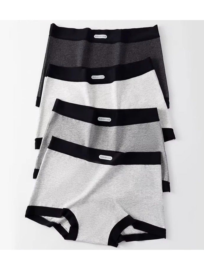 AuliceVerse 4-Pack 2-in-1 Women's Safety Shorts & Underwear (Size L): Anti-Slip, 10A Antibacterial Cotton Gusset, 4 Grey Shades, High-Elastic & Seamless for Leggings - Image 1