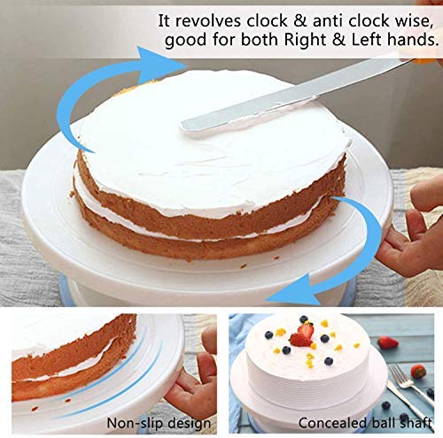 Niralasa Niralasa Cake Turntable Revolving Cake Decorating Stand Cake Stand 28cm, 4pc Cake Side Scrapers - Image 4