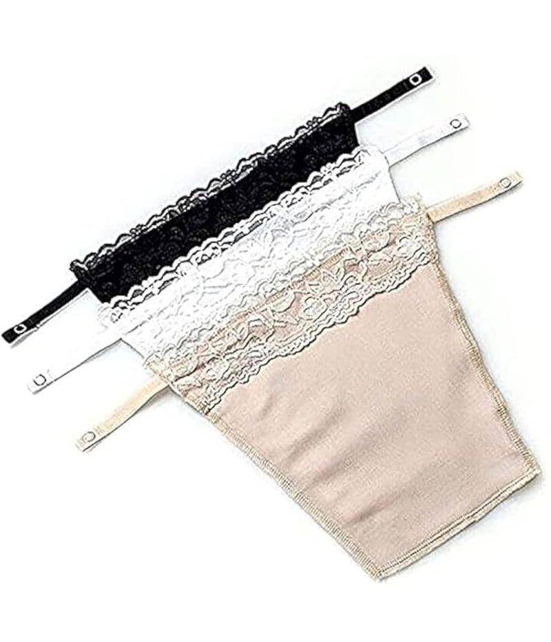 Mysha Cotton Clip-On Camisole Set for Women with Mock Lace Design - 3 Colors (Black, White, Skin) - Image 1