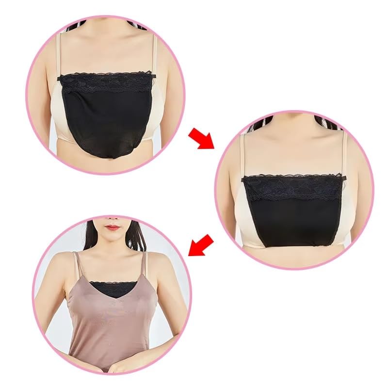 Mysha Cotton Clip-On Camisole Set for Women with Mock Lace Design - 3 Colors (Black, White, Skin) - Image 3