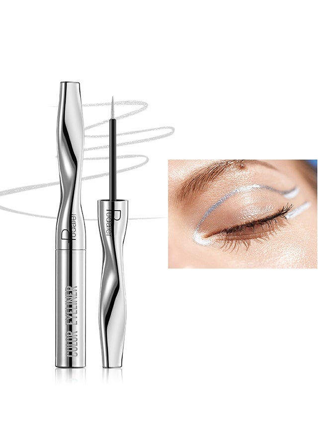 بوداير كحل عيون ملون، قلم كحل سائل يجف بسرعة سهل التلوين مع جليتر ومات، رأس دقيق لتحديد العين، مكياج كحل بدون تقشر وبدون تلطيخ، مقاوم للماء وطويل الأمد، قلم كحل فضي رقم 05 - Image 1