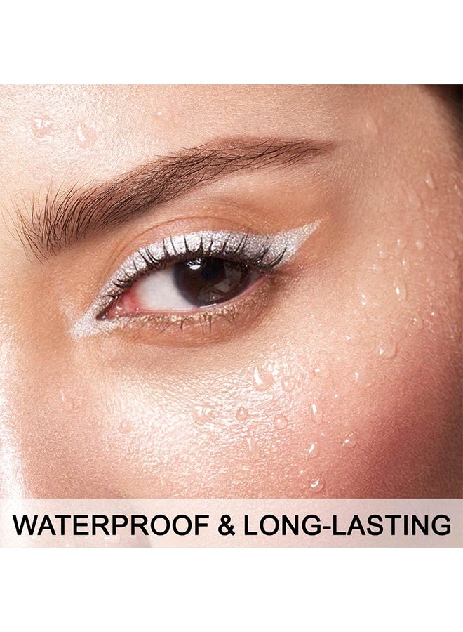 بوداير كحل عيون ملون، قلم كحل سائل يجف بسرعة سهل التلوين مع جليتر ومات، رأس دقيق لتحديد العين، مكياج كحل بدون تقشر وبدون تلطيخ، مقاوم للماء وطويل الأمد، قلم كحل فضي رقم 05 - Image 4