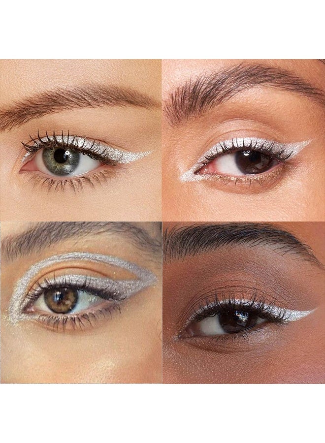 بوداير كحل عيون ملون، قلم كحل سائل يجف بسرعة سهل التلوين مع جليتر ومات، رأس دقيق لتحديد العين، مكياج كحل بدون تقشر وبدون تلطيخ، مقاوم للماء وطويل الأمد، قلم كحل فضي رقم 05 - Image 5