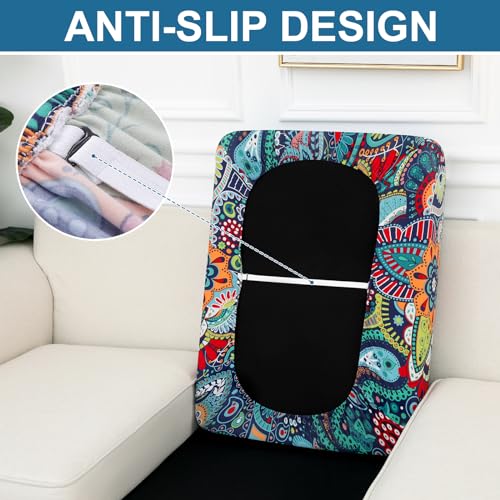 Smiry Printed Couch Cushion Covers, Stretch Soft Couch Covers for Sofa, Washable Non-Slip Sofa Slipcover Furniture Protector for Indoor and Outdoor (1 Pack, Blue Green) - Image 4