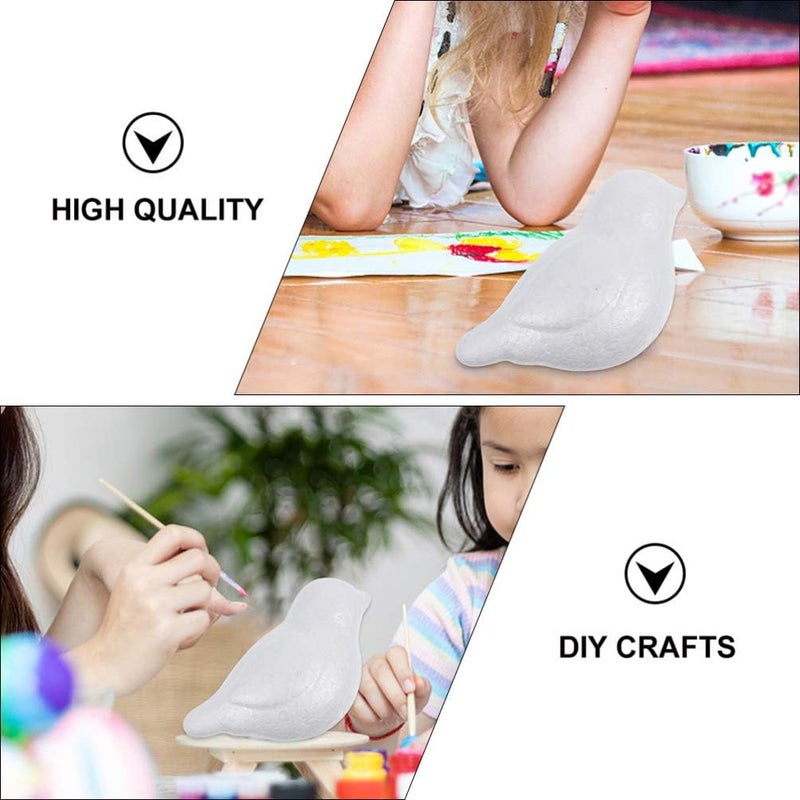 Healifty Craft Foam Shapes 20Pcs Easter Foam Bird White Polystyrene Modelling Easter Hanging Ornaments Painting DIY Colored Drawing Crafts Birds Model - Image 2