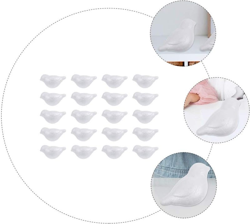 Healifty Craft Foam Shapes 20Pcs Easter Foam Bird White Polystyrene Modelling Easter Hanging Ornaments Painting DIY Colored Drawing Crafts Birds Model - Image 3