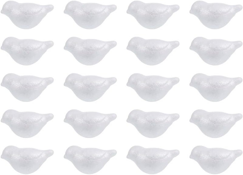 Healifty Craft Foam Shapes 20Pcs Easter Foam Bird White Polystyrene Modelling Easter Hanging Ornaments Painting DIY Colored Drawing Crafts Birds Model - Image 1