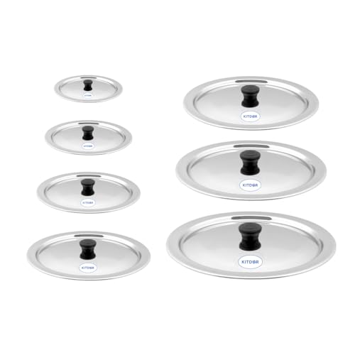 Kitdor Glossy Steel Lids for Utensils with Knobs | Melt-Free with a Good Gripsteel Lid for Kadai and Other Utensils | Round, Rust Resistant Steel (Complete Set, Medium) - Image 1