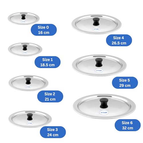 Kitdor Glossy Steel Lids for Utensils with Knobs | Melt-Free with a Good Gripsteel Lid for Kadai and Other Utensils | Round, Rust Resistant Steel (Complete Set, Medium) - Image 2