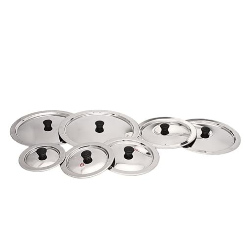 Kitdor Glossy Steel Lids for Utensils with Knobs | Melt-Free with a Good Gripsteel Lid for Kadai and Other Utensils | Round, Rust Resistant Steel (Complete Set, Medium) - Image 3