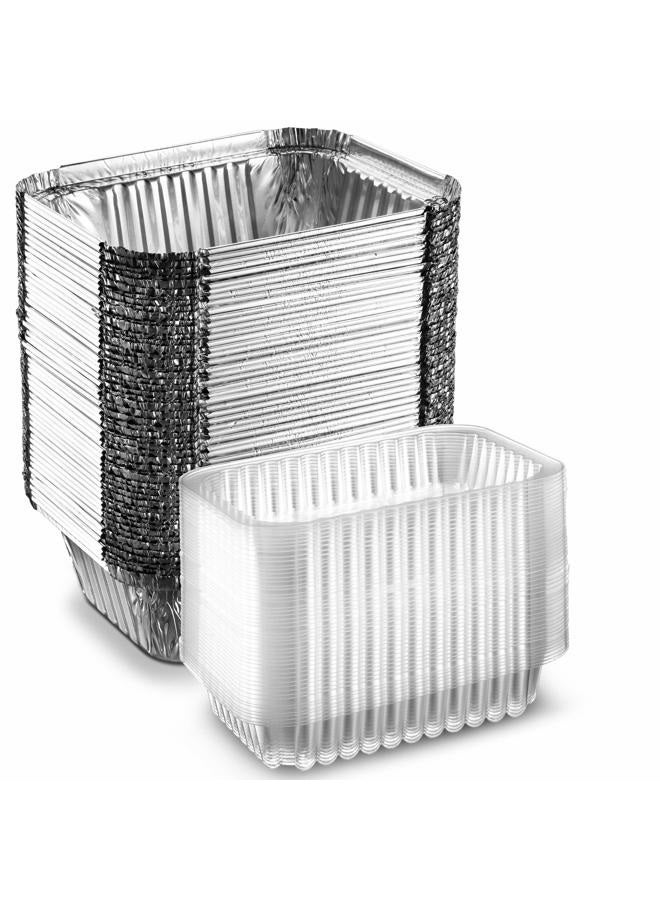 Propack [50 Pack 1lb Combo] Disposable Aluminum Foil Meal Prep Cookware Containers With Plastic Lids, Oven, Toaster, Grill, Cooking, Roasting, Broiling, Baking, Baking, Events, Take Out, Restaurant - Image 2