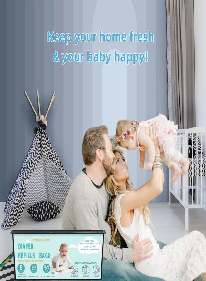 أكياس إعادة تعبئة سلة الحفاضات، 30 كيسًا، متوافقة مع سلال حفاضات جيني إيزي رول سيجنتشر وبلاتينيوم، بتقنية حاجز الروائح المكونة من 7 طبقات - عبوتان - Image 5