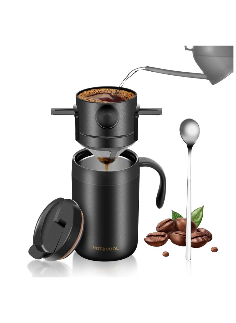16oz Camping Coffee Maker Pour Over Coffee Maker Set，Camp Pour Over Set，Portable Coffee Kit for Travel, Camping, Offices, Backpacking - Image 1