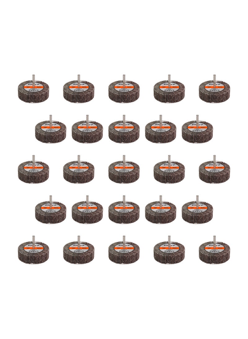 لوازم برو7 طقم صنفرة دريل مكون من 25 قطعة - 80x25 مم - نعومه 80 - ساق 6 مم (1/4 إنش) - عجلة صنفرة أسطوانية من أكسيد الألمنيوم للمعادن والخشب وإزالة الطلاء - Image 2