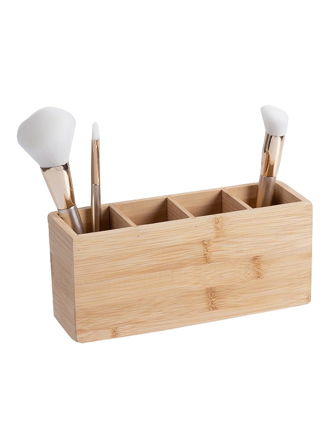 Five Simply Smart Rectangular Bamboo 4 Compartment Make-Up Organizer Brown 7 x 10 x 22.5 cm 174752 - Image 1