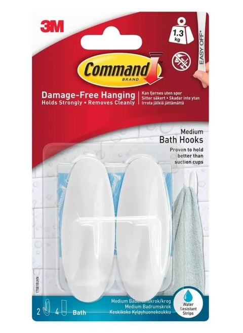 3M Command Medium Bathroom Hook Set (2 Pc.)
