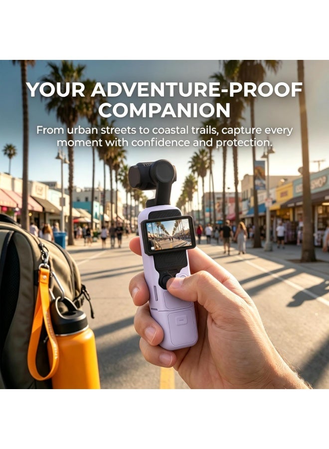 5 in 1 Silicone Protective Case for DJI OSMO Pocket 3, Full Set Camera Body + Lens + Screen + Handle Cover with Anti-Lost Lanyard, Shockproof Soft Silicone Accessory Kit(Purple) - Image 4